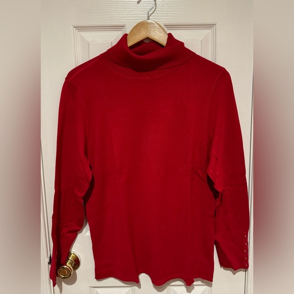 NWT | Size L | JM Collection | Red Turtleneck Sweater - Picture 1 of 8